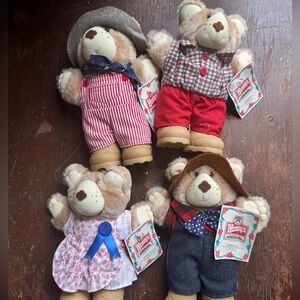 Vintage 1986 Wendy's Furskins Hattie, Boone & Dudley Bears 7" Plush Stuffed